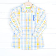 Blue and Yellow Plaid Button Down