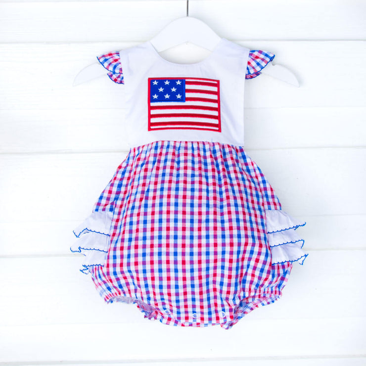 Red and Blue Plaid Flag Ruffle Bubble