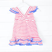 Red and White Stripe Star Dress
