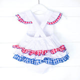 Red and Royal Plaid Ruffle Bubble