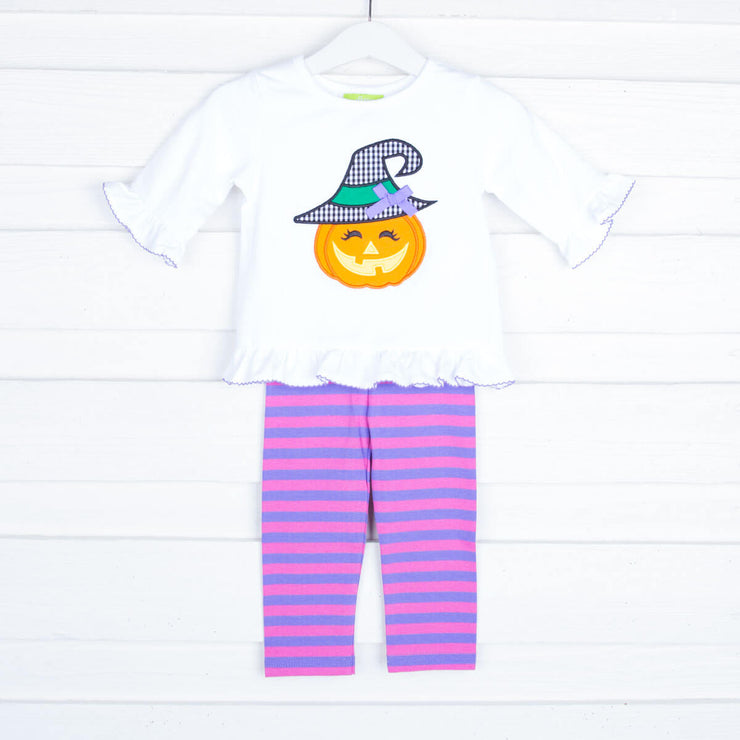 Pumpkin Witch Pink and Purple Milly Legging Set