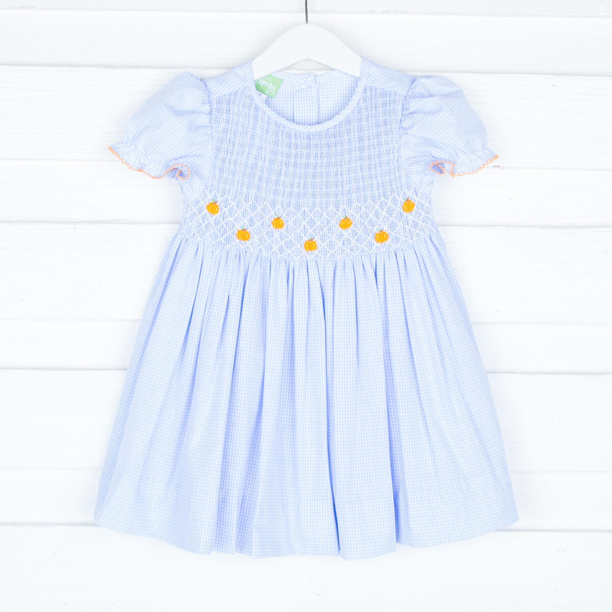 Light Blue Smocked Mini Pumpkins Dress