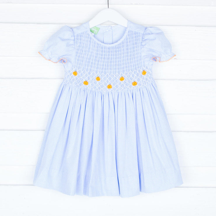 Light Blue Smocked Mini Pumpkins Dress