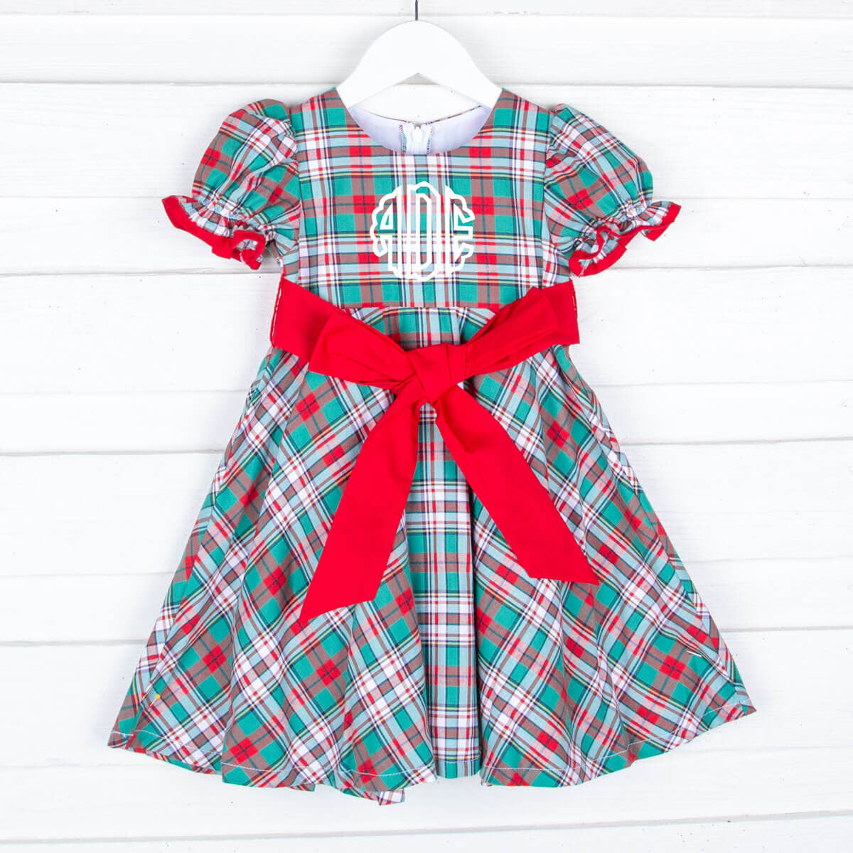 Merry & Bright Plaid Sash Dress