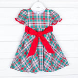 Merry & Bright Plaid Sash Dress