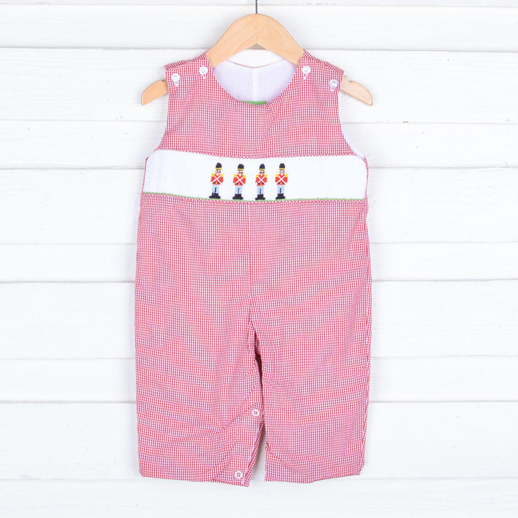 Smocked Toy Soldier Red Gingham Longall