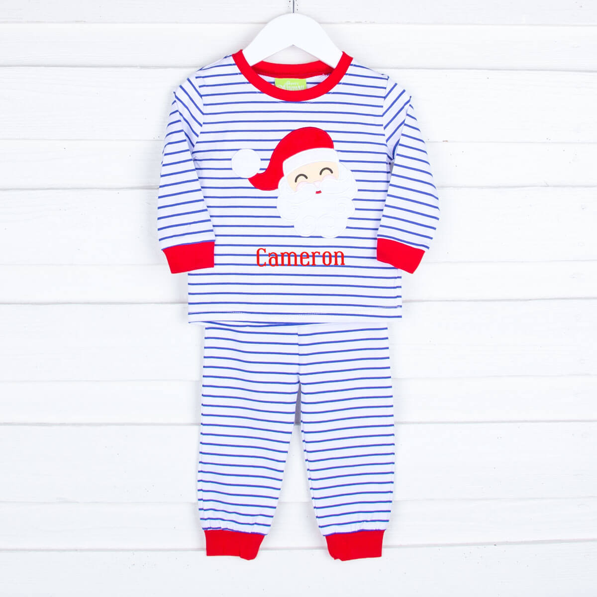 Happy Santa Blue Stripe Pajamas