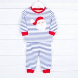 Happy Santa Blue Stripe Pajamas