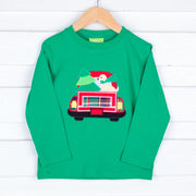 Green Plaid Christmas Truck Long Sleeve Shirt
