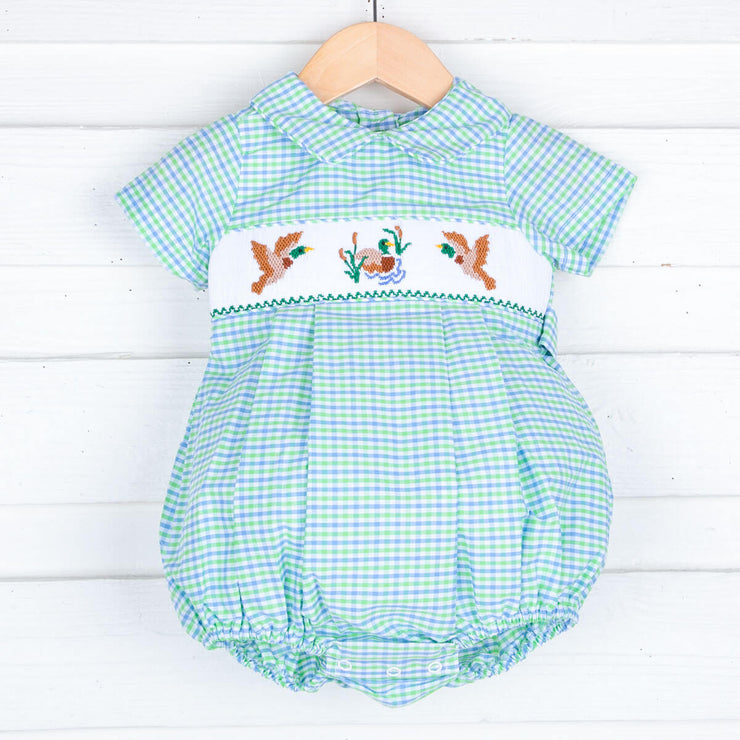 Duck Smocked Gingham Bubble