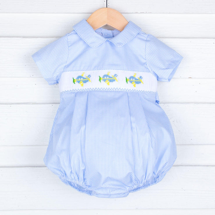 Light Blue Smocked Airplane Bubble