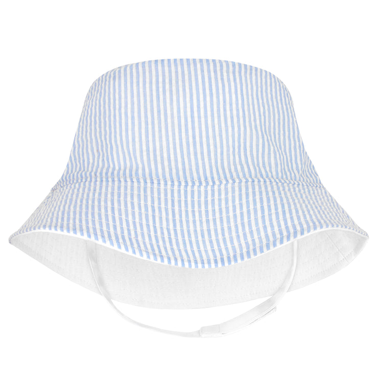 Reversible Light Blue Seersucker Sun Hat