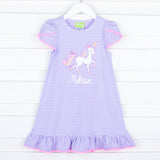 Unicorn Lavender Stripe Milly Dress