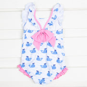 Whale Print One Piece Swimsuit