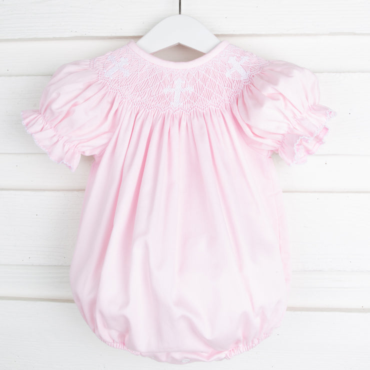 Smocked Cross Bubble Light Pink Pique