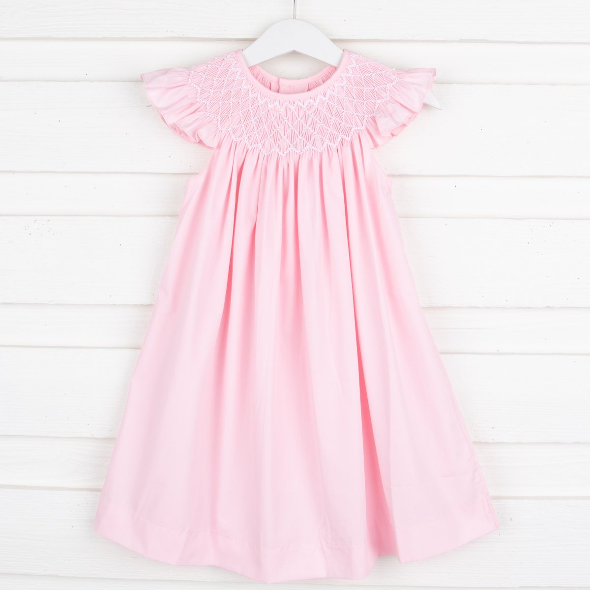Geometric Smocked Dress Light Pink