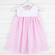 Pink Gingham Bib Collared Dress