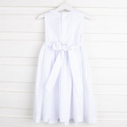 White Geometric Smocked Chest Dress