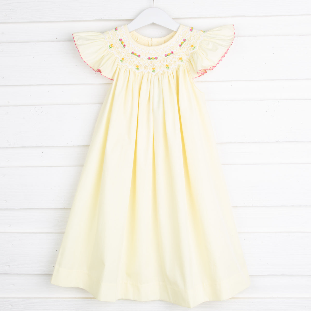 Yellow Geometric Smocked Dress