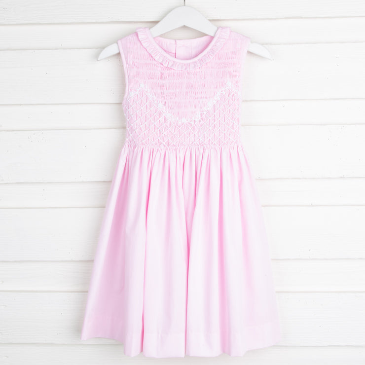 Light Pink Geometric Smocked Chest Dress