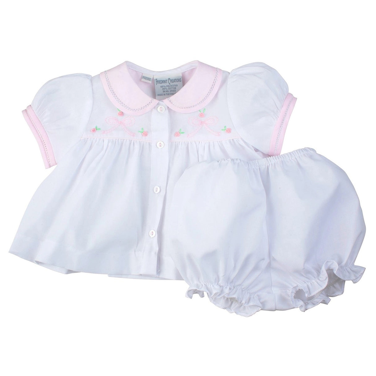 Embroidered Bow Collared Bloomer Set