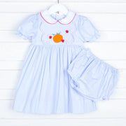 Embroidered Apples and Pumpkin Bib Dress