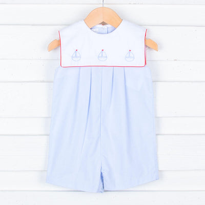 Embroidered Sailboat Blue Shortall