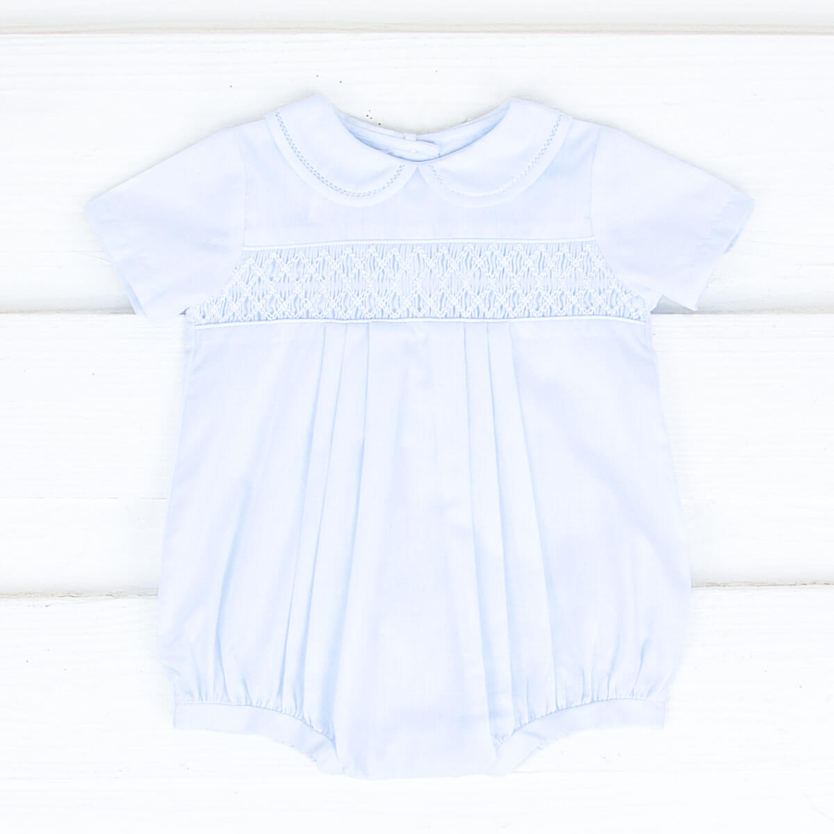 White Smocked Bubble with Bonnet