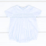 White Smocked Bubble with Bonnet