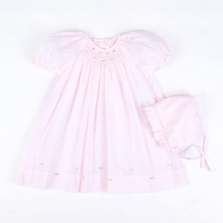 Smocked and Embroidered Rosebud Pink Day Gown