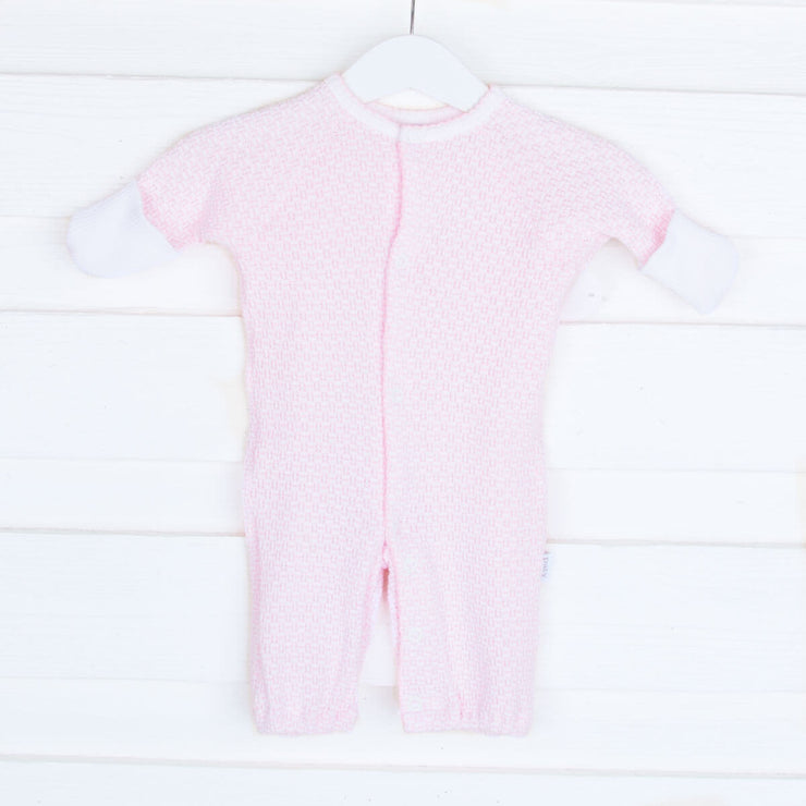 Long Sleeve Pink Knit Cuffed Baby Sleeper