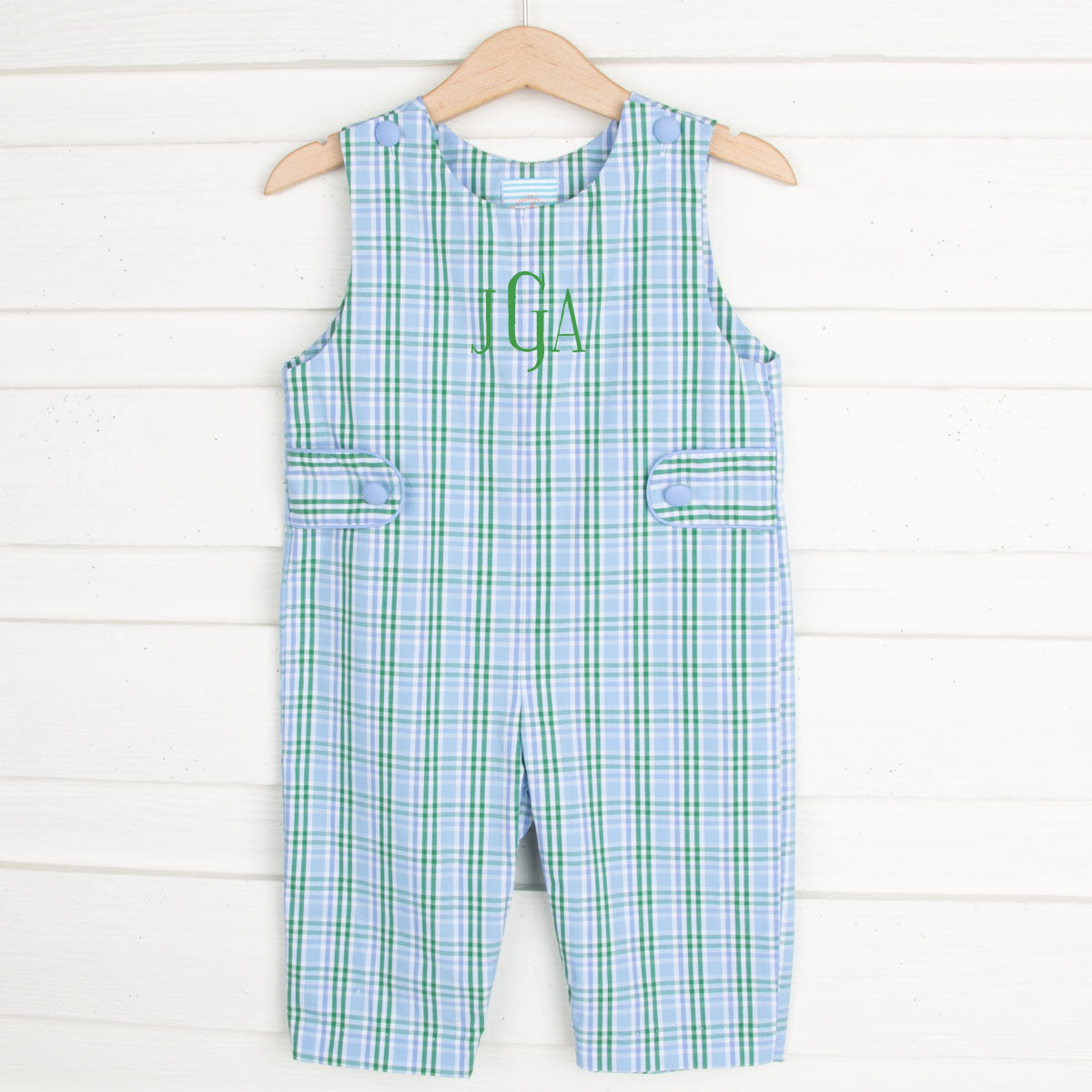 Light Blue and Green Plaid Longall w Tabs