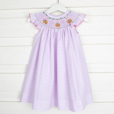 Easter Basket Smocked Lavender Dress