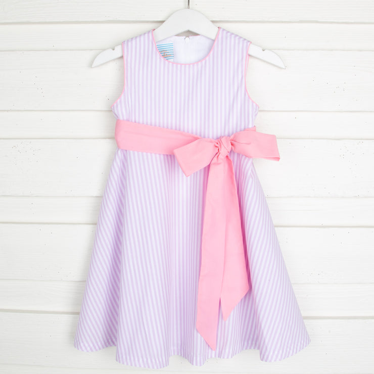 Lavender Stripe Sash Dress