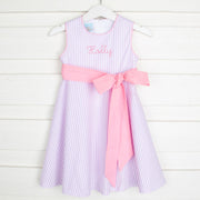 Lavender Stripe Sash Dress