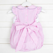 Storybook Rabbit Smocked Collared Bubble Pink Stripe