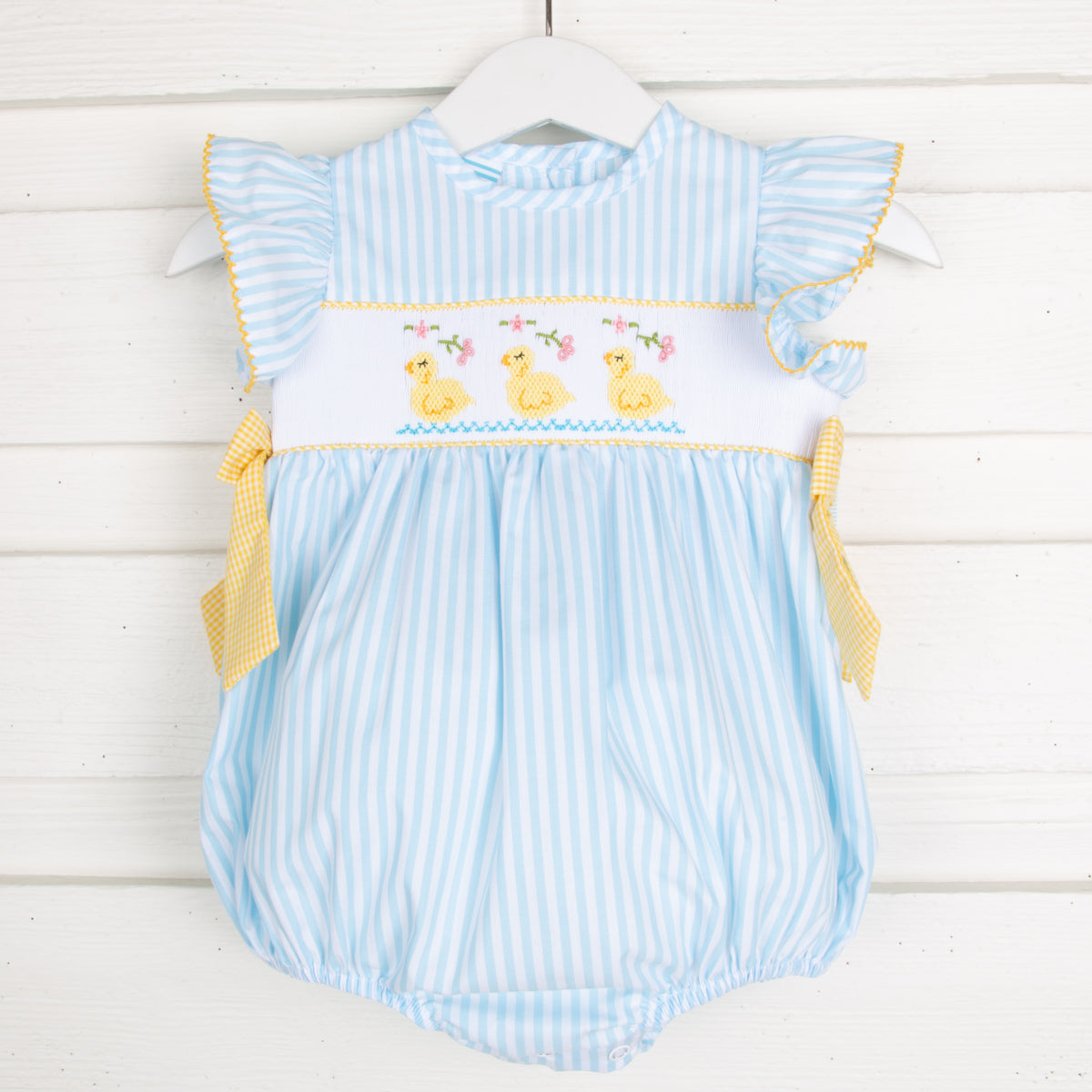 Baby Chick Smocked Turquoise Bubble