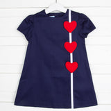 Heart Applique Dress Navy Pique
