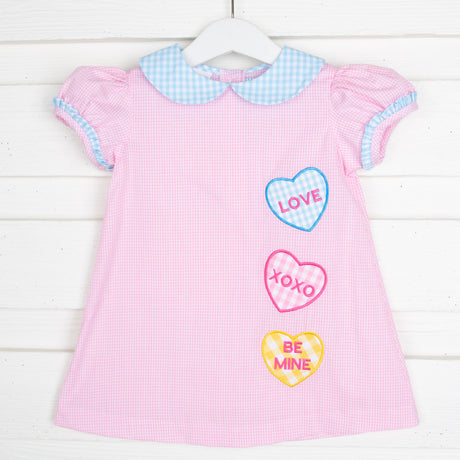 Sweethearts Applique Sally Dress Pink Gingham
