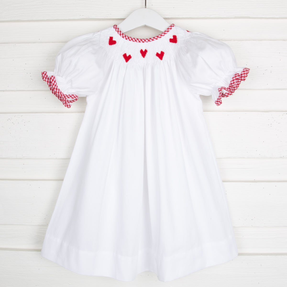 Red Heart Smocked White Dress