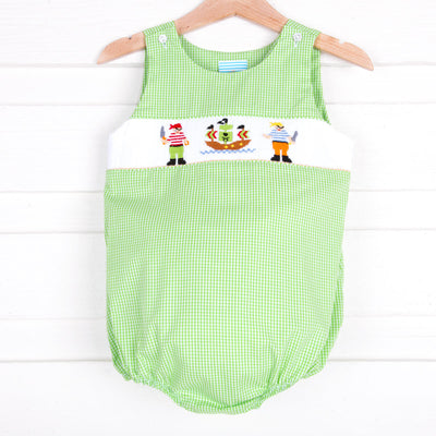 Pirate Smocked Green Gingham Sun Bubble