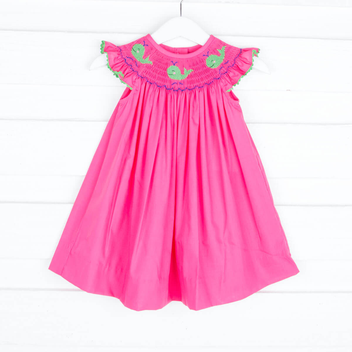 Hot Pink Whale Smocked Dress