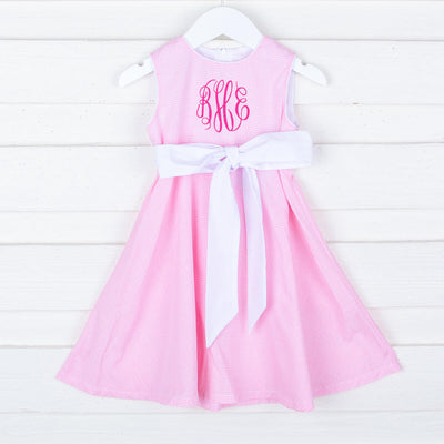 Pink Gingham Sash Dress