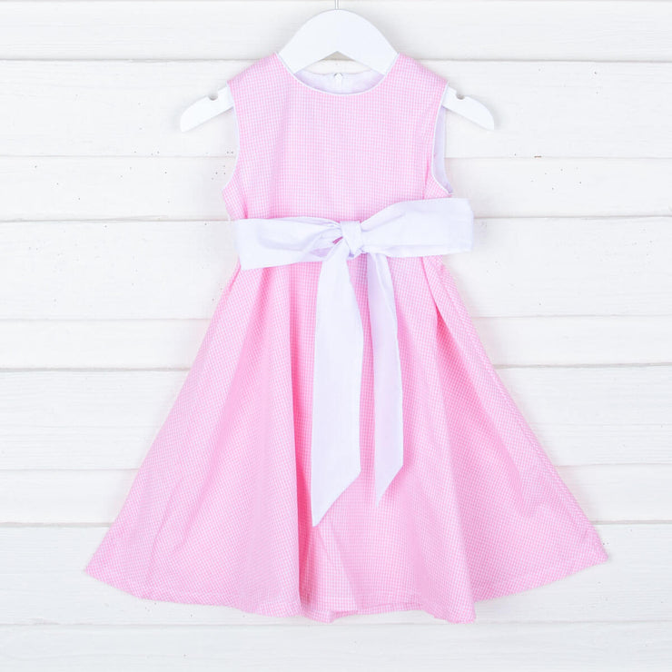 Pink Gingham Sash Dress