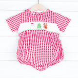 Christmas Smocked Collared Bubble