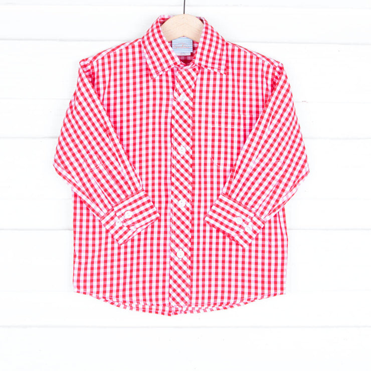 Red Check Button Down Shirt