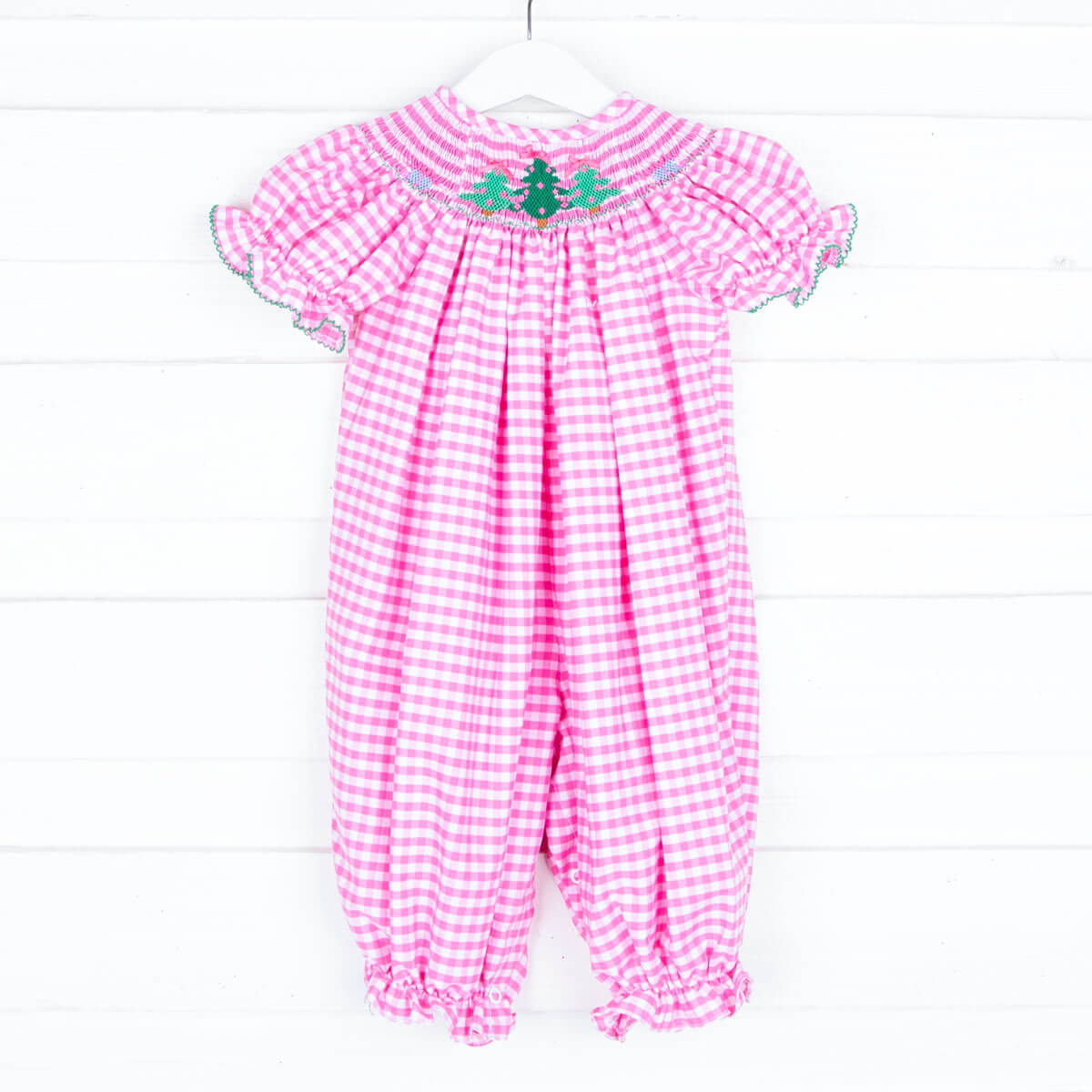Trees and Gifts Pink Gingham Long Bubble