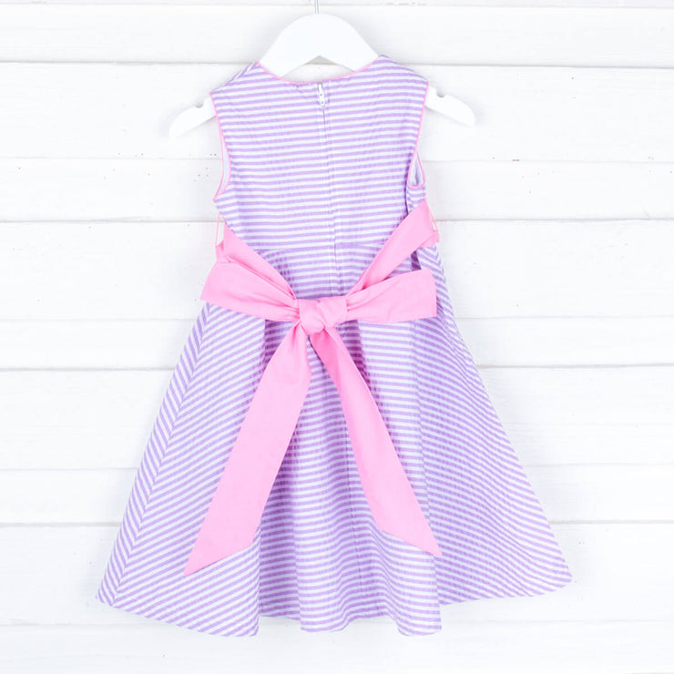 Purple Stripe Sash Dress