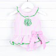 Bow Pink Stripe Swimsuit