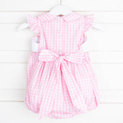 Bunny Bum Smocked Collared Bubble Pink Check